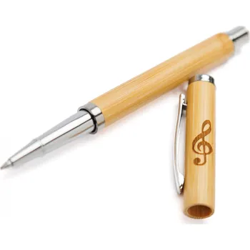Bambusové gelové pero s gravírovaným houslovým klíčem