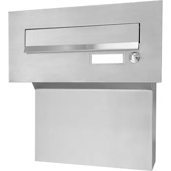 Poštovní schránka 3MH s.r.o. Poštovní schránka do sloupku + čelní deska se jmenovkou a se zvonkovým tlačítkem - NEREZ ( provedení F-04 )