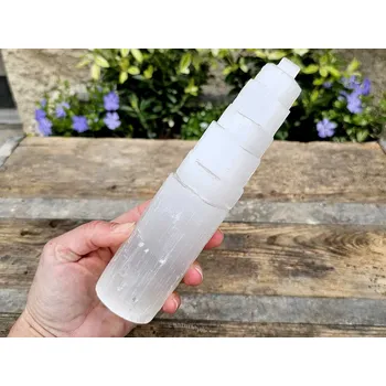 Přírodní kámen Selenit věž cca 19,5 - 20cm (Maroko)