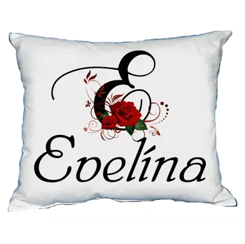 Dekorativní polštářek Polštář s dámským jménem EVELÍNA Bílý (polštářek dámské jméno )