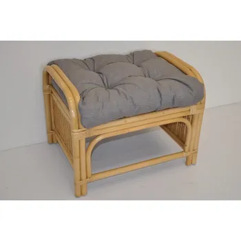 Taburet Nábytek PEGAS Ratanová taburetka Ear medová polstr šedý melír