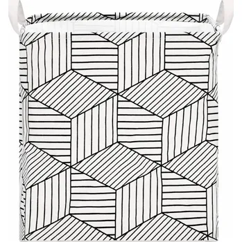 Úložný box Úložný koš 35l, bílo-černé tvary SPRINGOS HA0106