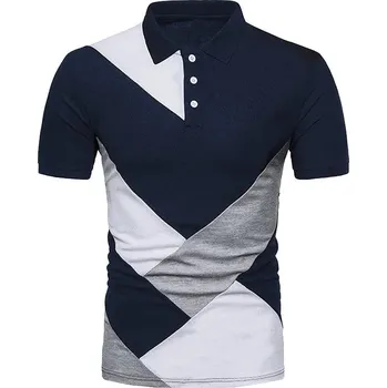 Pánské tričko Pánská košile polo trojbarevné s knoflíky Barva: Tmavě Modrá, Velikost: XS