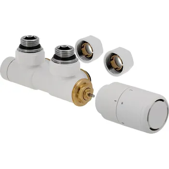 Ventil Vario Term Základní připojovací sada termostatického ventilu 343, středové připojení, 50mm Barva: Bílá (RAL 9003), Svěrné spojky: 2x CU 15x1 mm