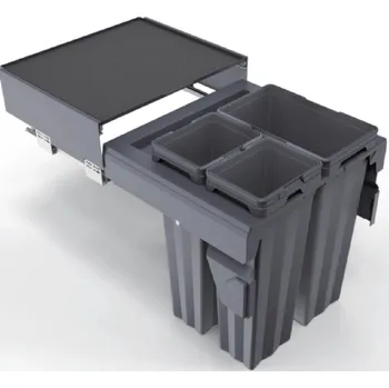 Odpadkový koš Interex design Výsuvný odpadkový koš LIGNANO 600mm - 2 x 13 1 x 28L / Antracit