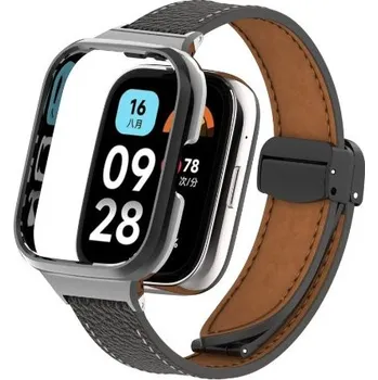 Ostatní příslušenství k chytrým hodinkám eses Kožený řemínek s magnetickou sponou pro Xiaomi Redmi Watch 3 Active - Černý
