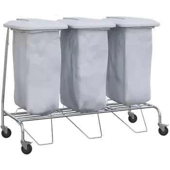 Odpadkový koš VAKOMOBIL 03, vozík na třídění odpadu a prádla, nerez