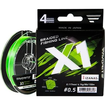 Pletená Šňůra Favorite X1 PE 4x Světle Zelená 150m 0,185mm 9,5kg