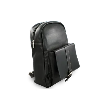 Městský batoh Černý kožený batoh 311-1717-60/40