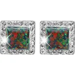 JSB bijoux s.r.o. Stříbrné náušnice puzety s čtvercovým opálem a krystaly Swarovski Vitrail Medium malé (Stříbro 925/1000)