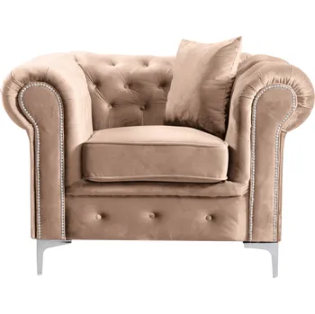 Křeslo Luxusní křeslo, světle hnědá Velvet látka, ROMANO