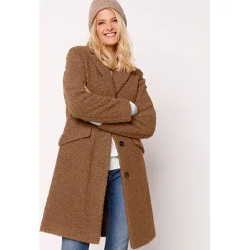 Dámský kabát Blancheporte Buklé kabát se širokým límcem karamelová 50
