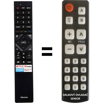 Dálkový ovladač Hisense ERF3A72, ERF6A64 náhradní dálkový ovladač pro seniory