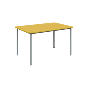 Jídelní stůl JSBR 130 N jídelní stůl, kovová podnož stříbrná, deska 18 mm, 1300x900 mm, žlutá odio