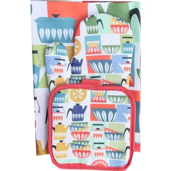 Kuchyňská zástěra Kuchyňský set zástěra chňapky - Miska