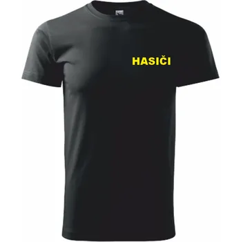 Pánské tričko ON-DESIGN Černé pánské triko pro hasiče Velikost: 2XL, Umístění potisku: levé prso, Barva potisku: žlutá