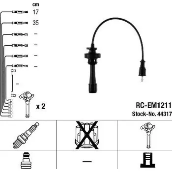 Zapalovací kabel Sada kabelů pro zapalování NGK RC-EM1211
