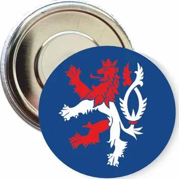 ON-DESIGN Placka s českým lvem 32 mm Barva: královská modrá, Typ buttonu: magnet