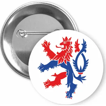 ON-DESIGN Placka s českým lvem 50 mm Barva: bílá, Typ buttonu: špendlík