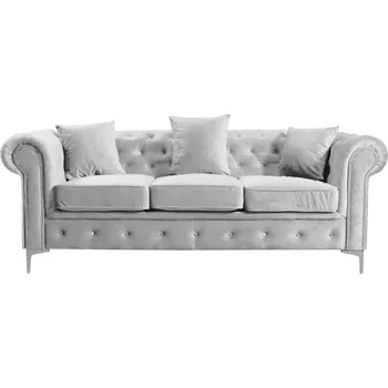 Pohovka Luxusní 3-sed, světle šedá Velvet látka, ROMANO