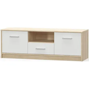 Televizní stolek Tv stolek CHACALTAYA 2D1S, dub sonoma/bílý mat + PROVĚŘENO zákazníky + vyzvednutí ZDARMA