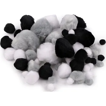 Bambulky mix velikostí, barva 6 černo-bílo-šedá