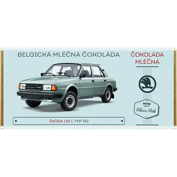 Čokoláda Čokoláda RETRO 100g "Škoda 125 L" mléčná (Mléčná čokoláda - 32% obsah kakaa)