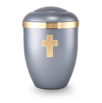Smuteční dekorace Ekologická urna Velure - Kříž/Šedá