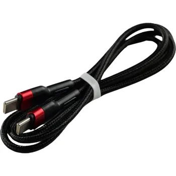 Datový kabel Pletený kabel 1m USB-C na USB-C Barva: Černo-Červený