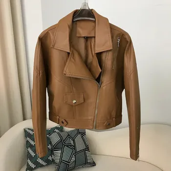 Dámský křivák Koženková bunda typu křivák Barva: Hnědá, Velikost: M