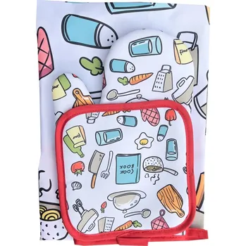 Kuchyňská zástěra Kuchyňský set zástěra chňapky - Cook book