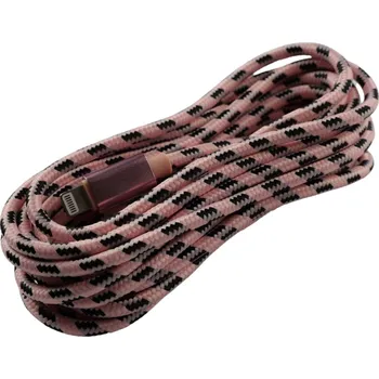 Datový kabel Pletený kabel USB na lightning 3m Barva: Růžovo-černý
