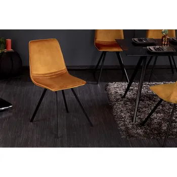 Jídelní židle Designová židle Amsterdam Retro samet žlutá