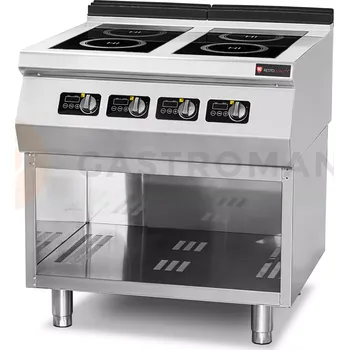 Sporák Indukční sporák, 4-hořáková, 14 kW, 400 V, otevřený podstavec, 800x900x850 mm | RESTO QUALITY, Linia 900 RQ.PLS.9IND020