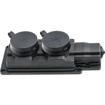 Elektrická vidlice MALPRO Dvojzásuvka gumová 16A 250V černá IP44 D.3159M/2