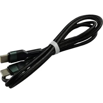 Datový kabel Pletený kabel 1m USB-C na USB-C Barva: Černo-zelený