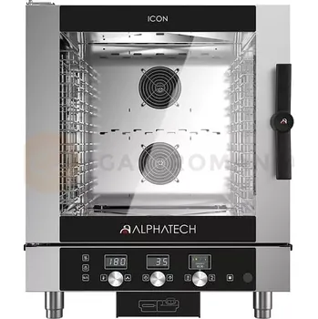 Elektrická konvekční parní trouba, 7x GN 1/1, 7x 600x400 mm, elektronické ovládání, 777x729x942 mm | ALPHATECH, ICON ICET071E