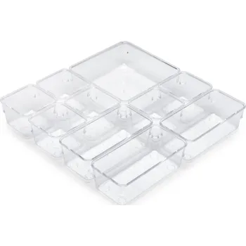 Emuca Koupelnový organizér do zásuvky CUBE - 10 boxů / Průhledný