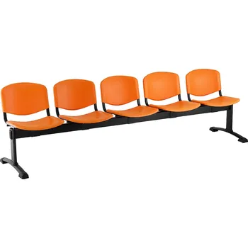 Plastová lavice ISO, 5-sedák - černé nohy, oranžová