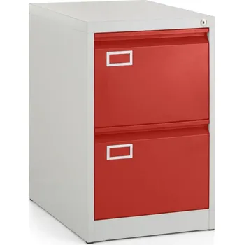 Kartotéka Kovová kartotéka A4 - 2 zásuvky, 45,5 x 62 x 71,5 cm, cylindrický zámek, červená - ral 3000