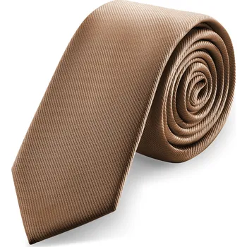 Kravata 6cm úzká světle hnědá rypsová kravata - Trendhim