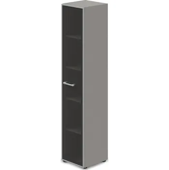 Šatní skříň Vysoká úzká skříň TopOffice, pravá, 39,9 x 40,4 x 196,5 cm, šedá