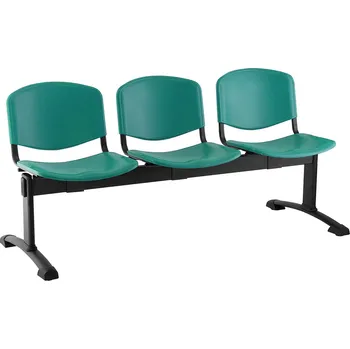 Plastová lavice ISO, 3-sedák - černé nohy, zelená