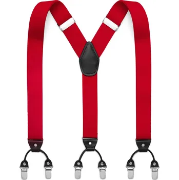 Kšandy XL široké tmavě červené šle na klip - Trendhim