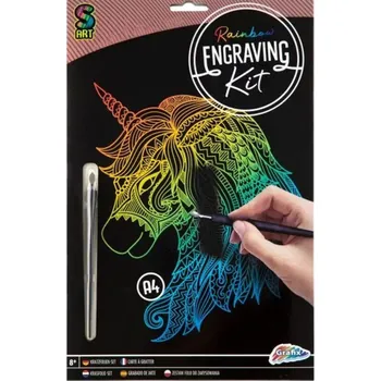 vyškrabávací obrázek S ART Vyškrabávací sada A4 Rainbow Jednorožec II