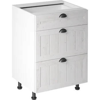 PROVENCE k | dolní skříňka D60S3 zásuvková | 60 cm | SOKL v CENĚ | bílá/borovice andersen