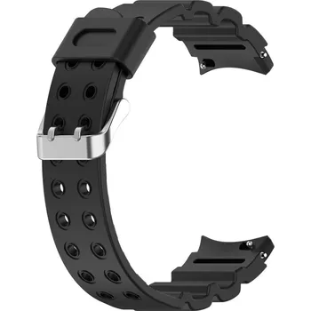 Příslušenství k chytrým hodinkám eses Silikonový dvojřadý dírkovaný řemínek pro Samsung Galaxy Watch 4, 5, 6, 7 - Černý, 20 mm