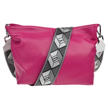 Kabelka NovaKabelka.cz Kožená italská crossbody kabelka Batilda Fuxia s přídavným popruhem V