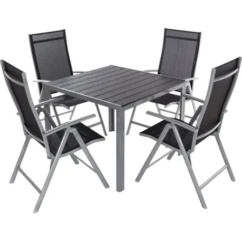 Zahradní sestava Zahradní sestava Alvero, čtverec - 4 místa, černá / šedá