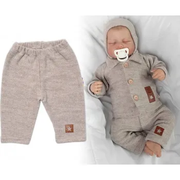 Pletené kalhoty Hand Made Boy, Baby Nellys, béžové, Velikost koj. oblečení 68 (3-6m)